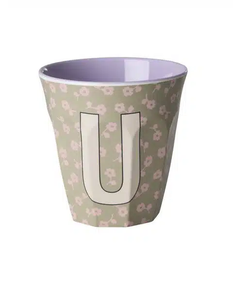 RICE Melamine beker letter U flowers