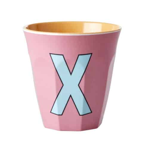 RICE Melamine beker letter U multicolor roze