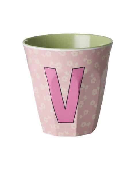 RICE Melamine beker letter V flowers