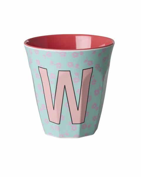 RICE Melamine beker letter W flowers