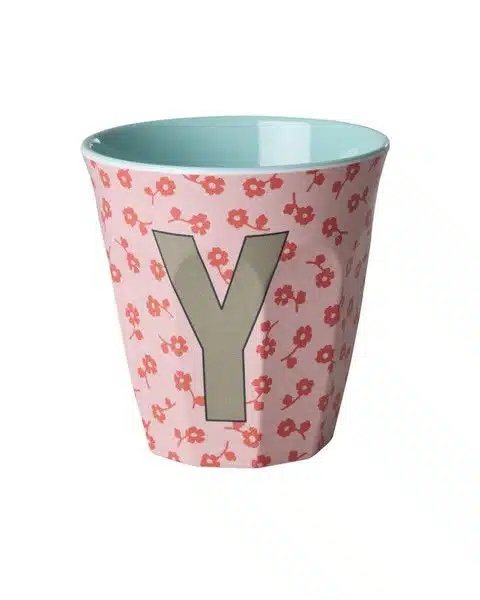 RICE Melamine beker letter Y flowers