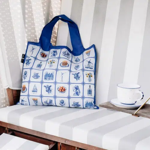 LOQI opvouwbaar tasje gerecycled delfsblauw heritage
